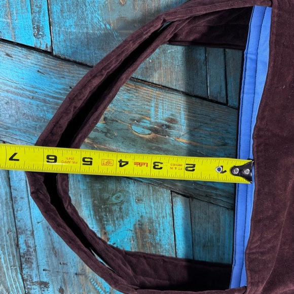 Vintage Handmade Patchwork Velvet Brown Totr - Picture 11 of 14